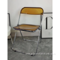 hot sale clear folding chair clear plasticchrome steelframe